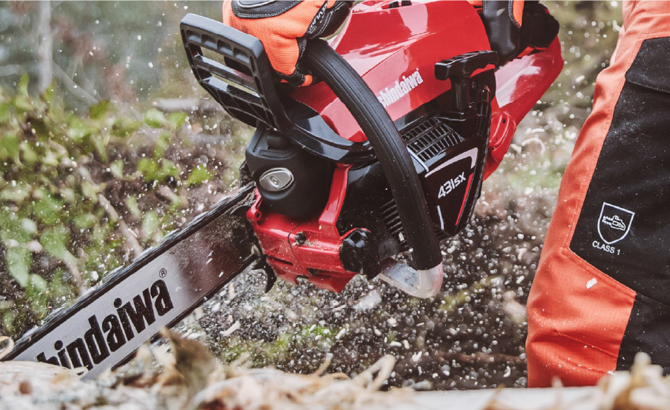 Chainsaw cutting wood